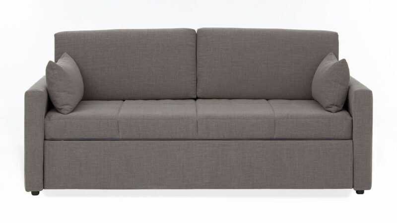 Sofá cama nido versátil con dos camas, diseño personalizable y apertura sencilla, ideal para diferentes tamaños de habitación. Diseño frontal.