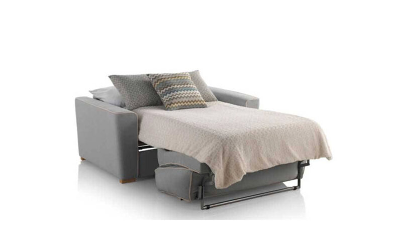 Sofá cama compacto con colchón viscoelástico o de muelles, diseño actual y respaldo confortable. Diseño abierto.