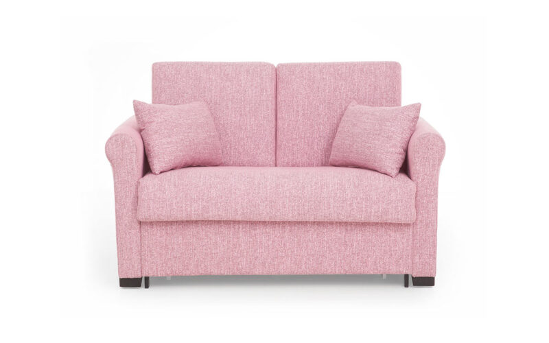 Sofá cama pequeño 90x180 con apertura italiana, colchón viscoelástico y diseño clásico ideal para espacios reducidos. Diseño frontal.