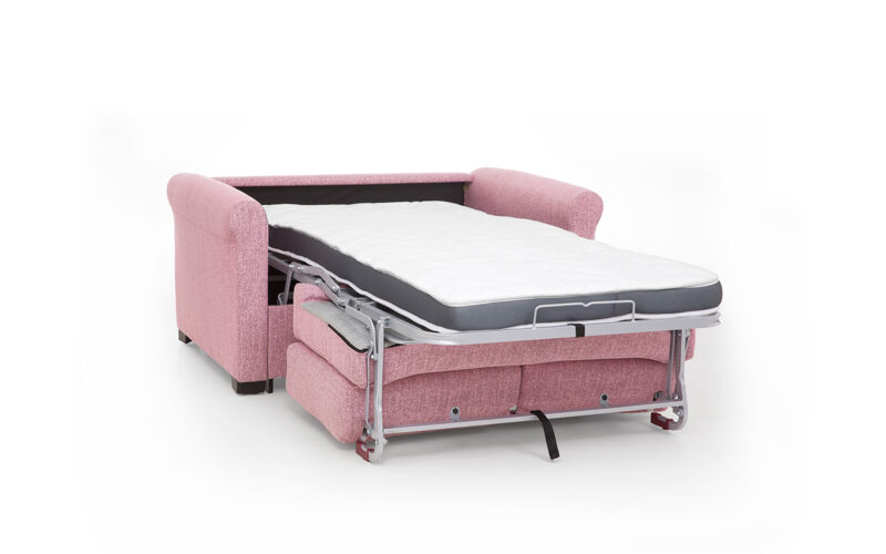 Sofá cama pequeño 90x180 con apertura italiana, colchón viscoelástico y diseño clásico ideal para espacios reducidos. Diseño abierto.