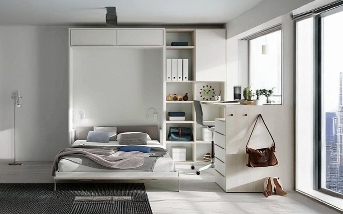 Cama abatible de diseño inteligente que permite dejar la cama lista y mantener la habitación despejada