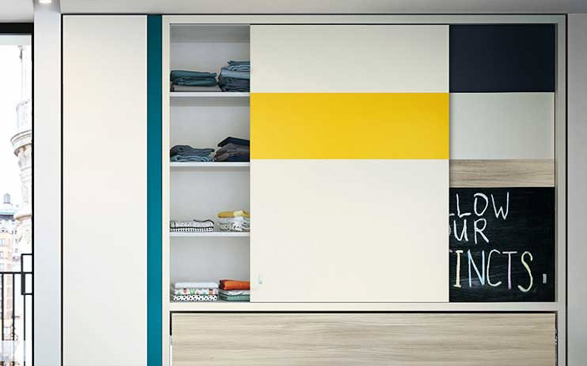 Mueble cama de 90 abatible con armarios corredera arriba - Imagen 3