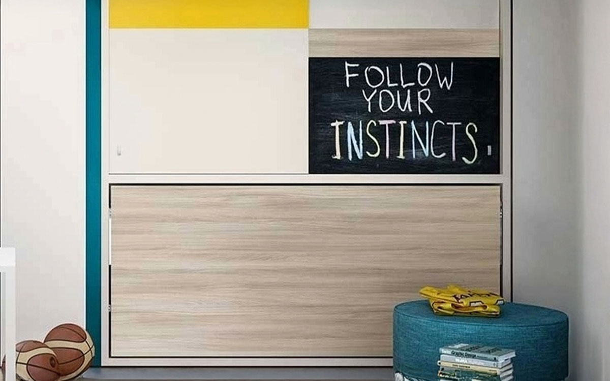 Mueble cama de 90 abatible con armarios corredera arriba