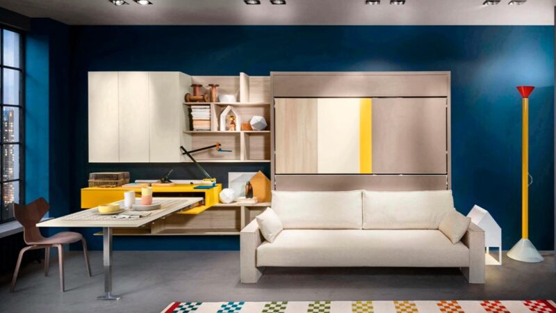 Litera abatible con sofá frontal y diseño personalizable en colores o madera.