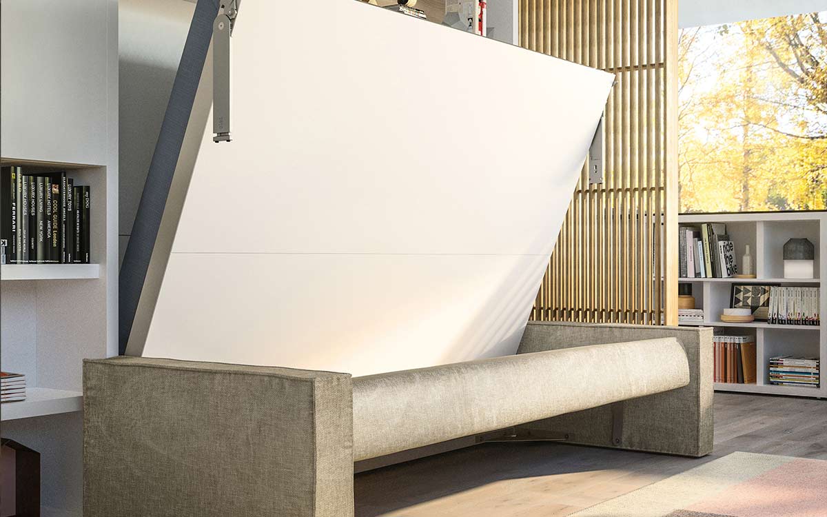 Mueble cama de matrimonio con sofá delante - Imagen 3