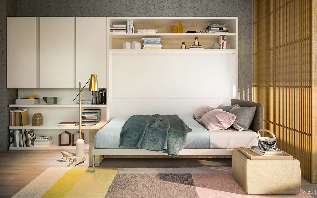 Mueble cama de matrimonio con sofá delante - Imagen 2