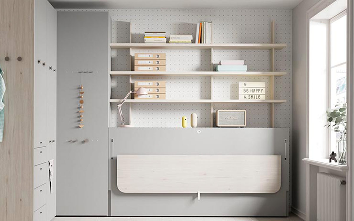 Mueble cama abatible con mesa delante