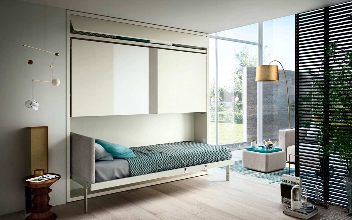 Litera abatible horizontal doble con sistema de apertura fácil y diseño moderno.