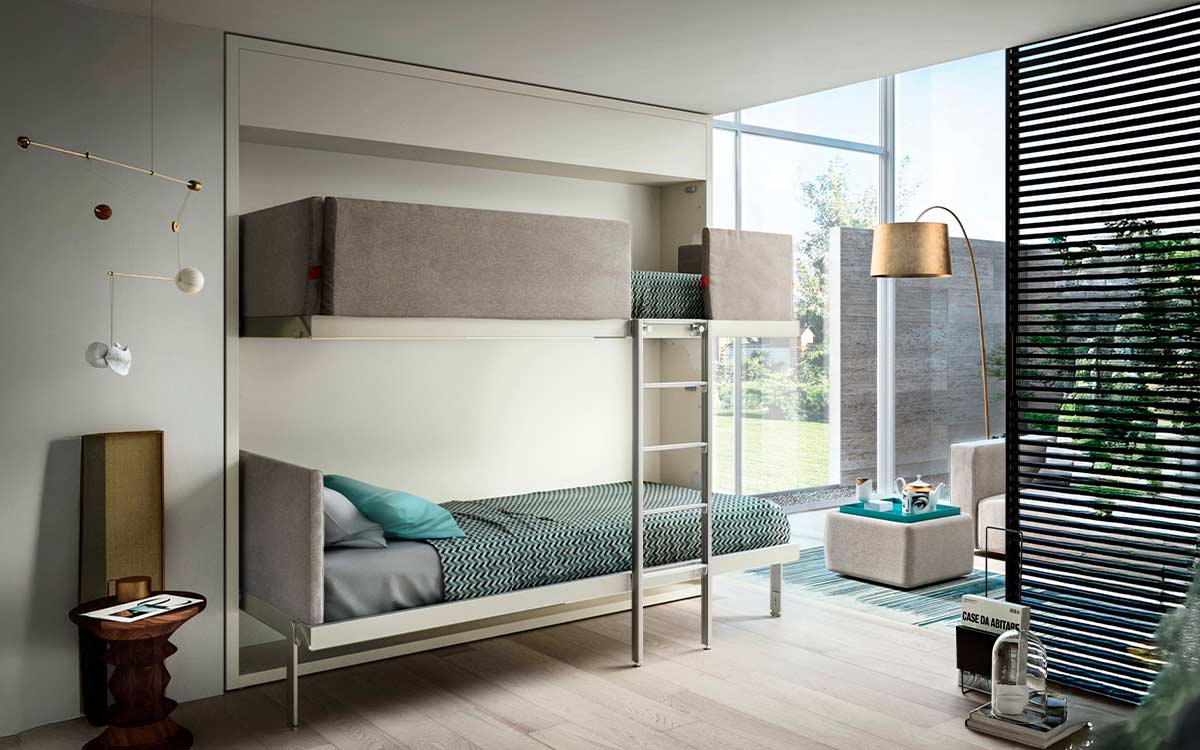 Litera abatible horizontal doble con sistema de apertura fácil y diseño moderno.