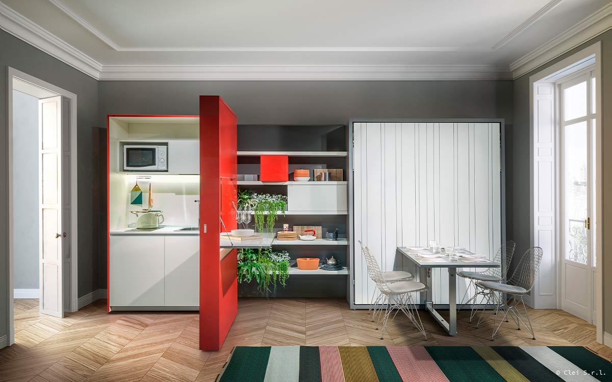 Módulo de cocina sencillo y disimulado, integrable en cualquier espacio.