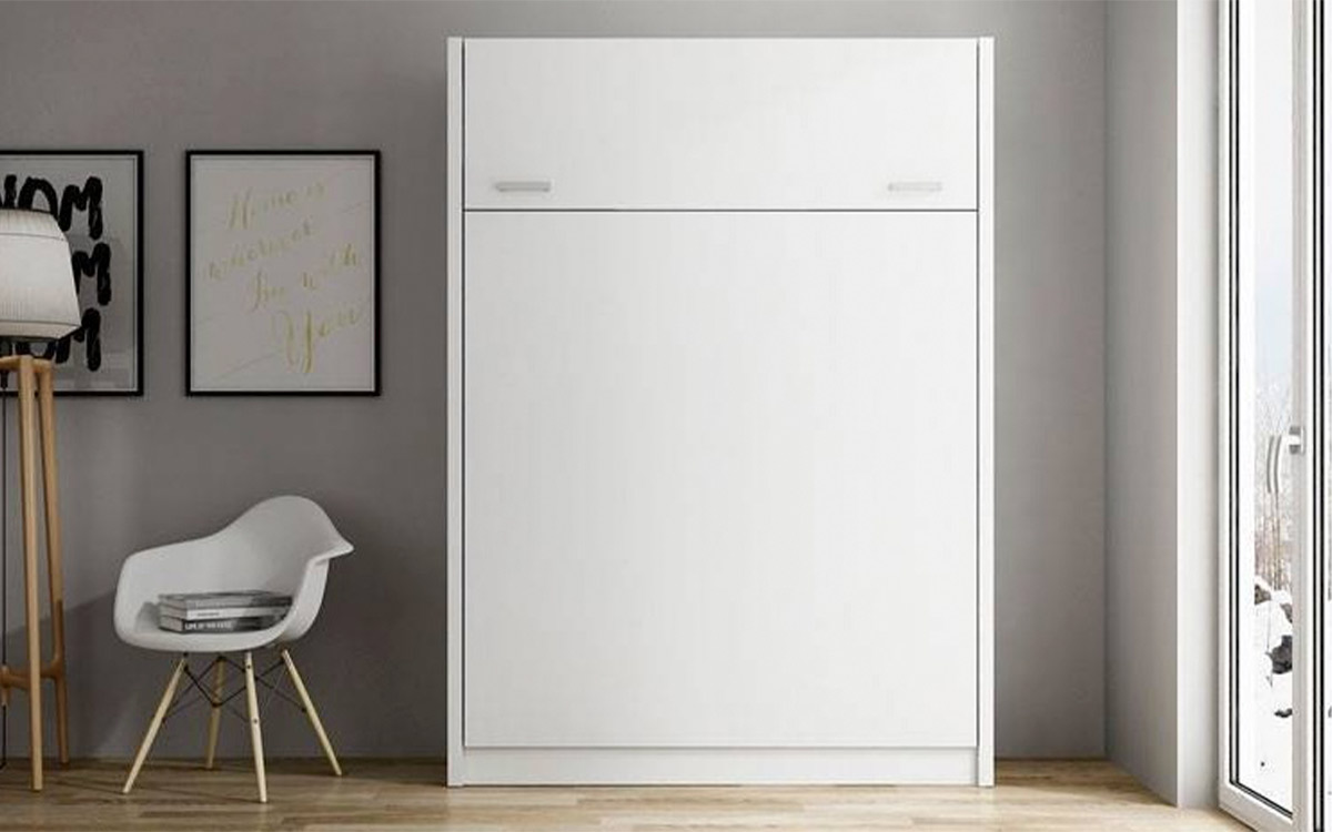 Mueble cama abatible de matrimonio para espacios reducidos.