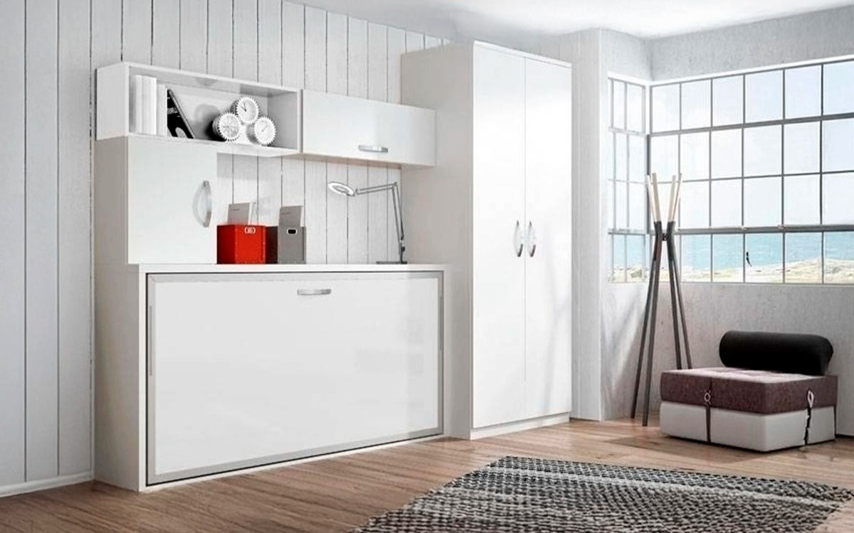 Mueble cama abatible individual con diseño compacto y personalizable.