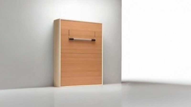 Mueble cama de matrimonio de diseño moderno y líneas depuradas.