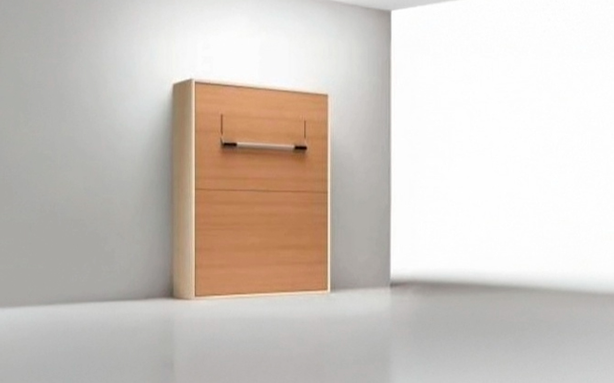 Mueble cama de matrimonio de diseño moderno y líneas depuradas.